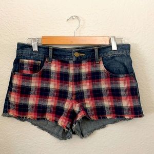 Plaid Jean Shorts